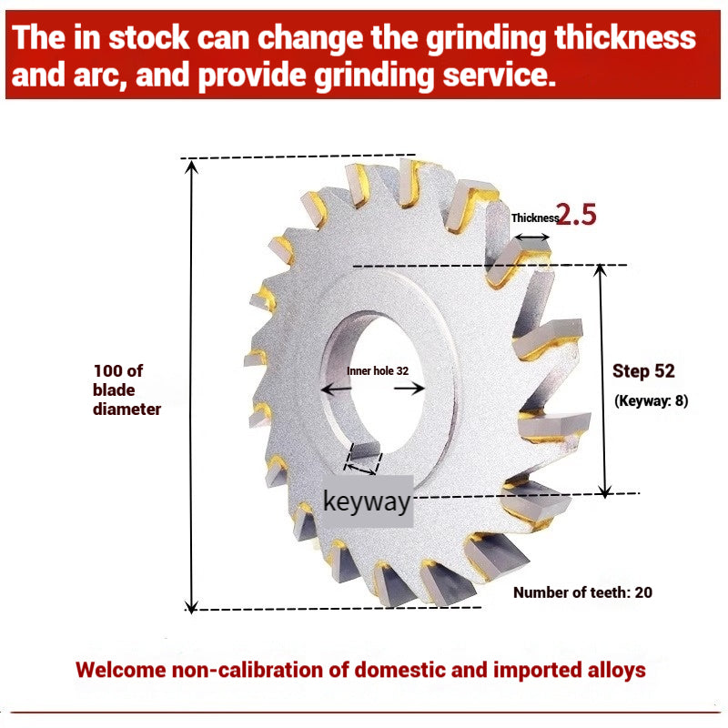 1056-Alloy three-face milling cutter can be customized tungsten steel 63 80 100 125 YW2 steel parts milling slot welding disk cutter Shandong Denso Pricision Tools Co.,Ltd.
